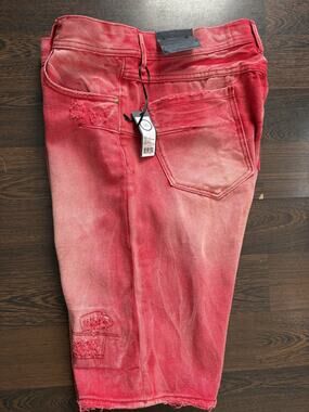 Men’s Akoo Distressed Sunrise, Strawberry Vanilla Size 36 Jean Shorts